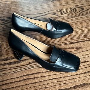 GiaoDeen Women's Genuine Leather Classic Block High Heel Square Toe Dress Pumps